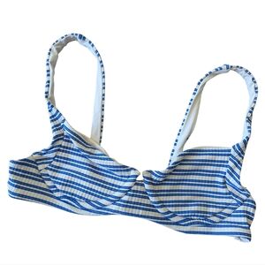 Vitamin A Striped Bikini Top in Blue and White